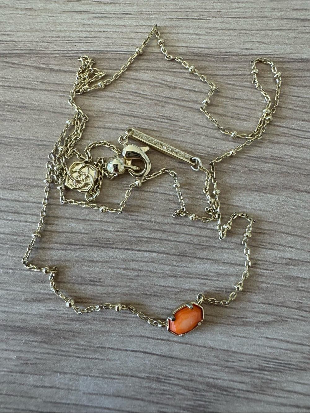 Kendra Scott Gold Satellite Mini Orange Stone Necklace